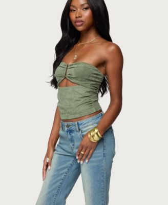 Women's Kalina Cutout Faux Suede Strapless Top