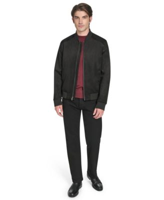 Men's Faux Suede Bomber Jacket
