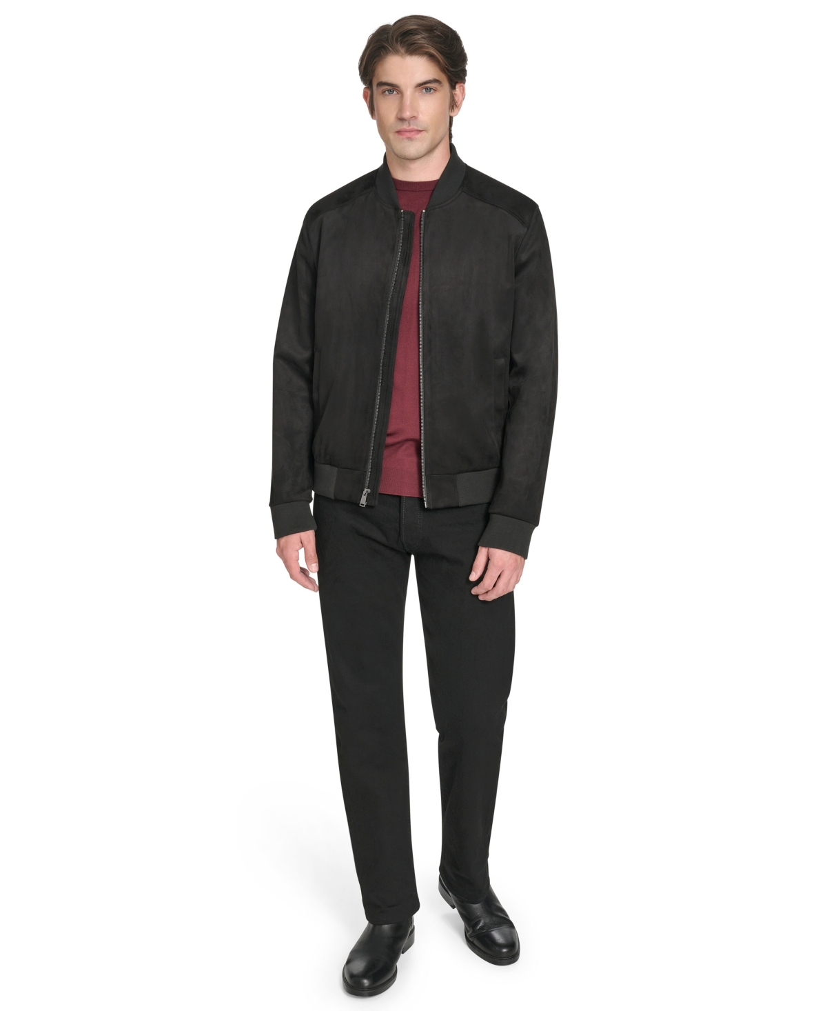 Cole Haan Men's Faux Suede Bomber Jacket