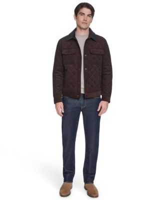 Men's Collared Quilted Button-Front Jacket 