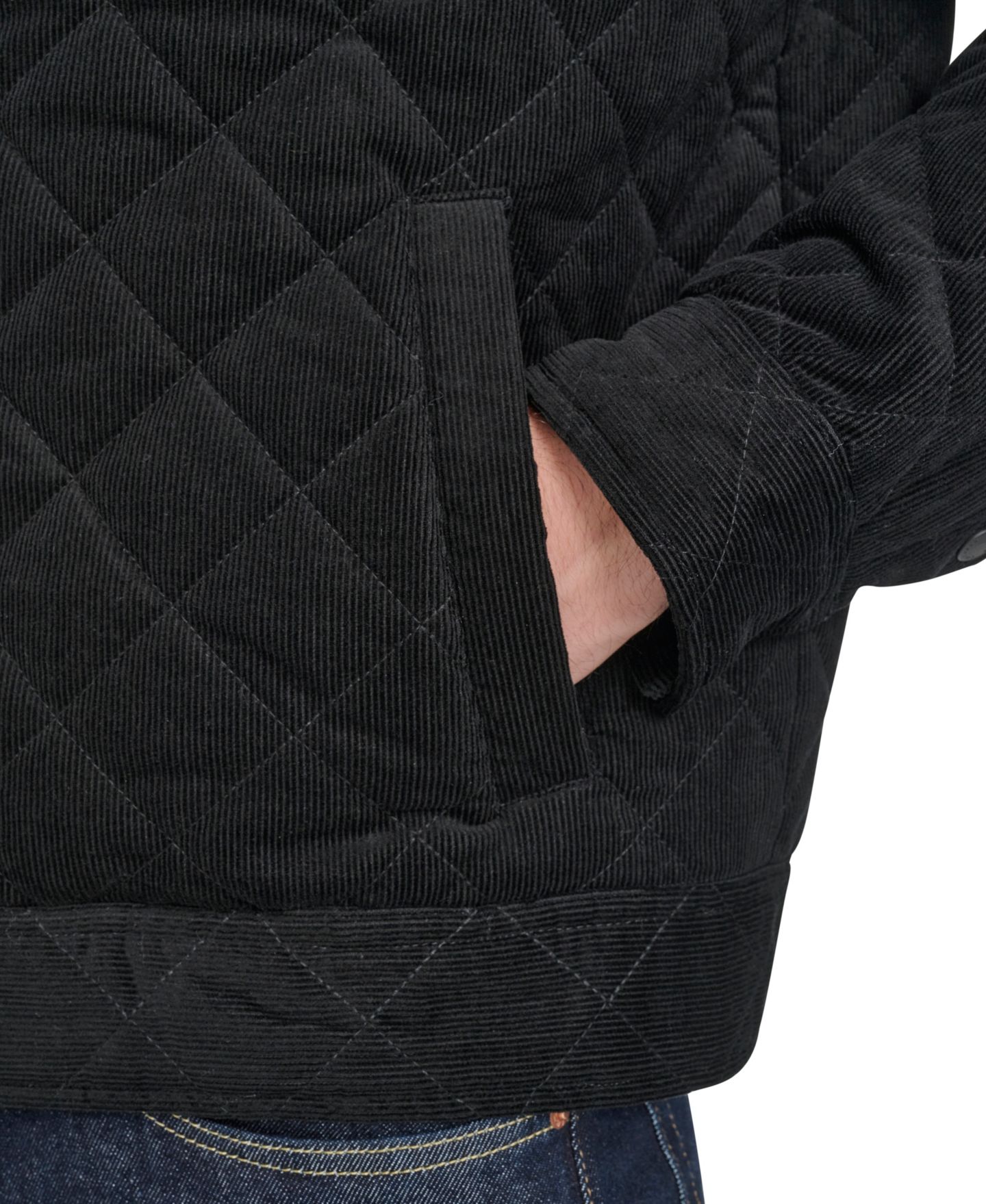Мужская куртка Cole Haan Collared Quilted Button-Front, цвет: Чёрный — фото 6