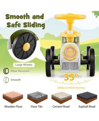 Ride-On Train Toy for Toddlers with Steering Wheel and Whistle Sound - Green