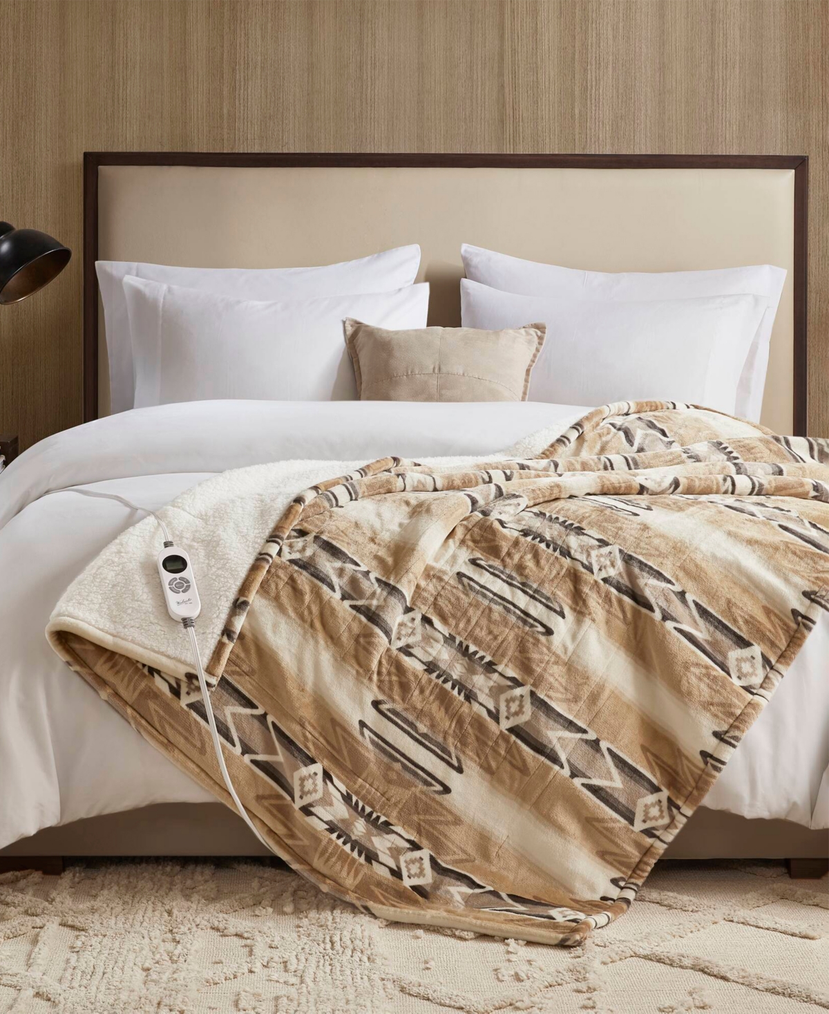 Woolrich Print Plush to Sherpa Heated Throw, 50" x 60"