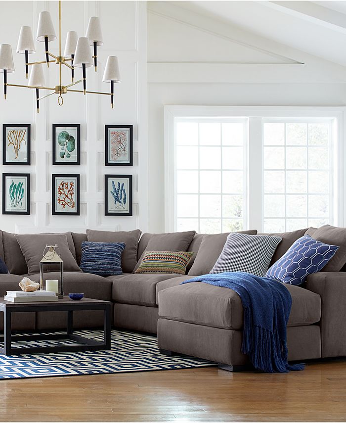 Furniture Rhyder 5Pc. Fabric Sectional Sofa with Apartment Sofa