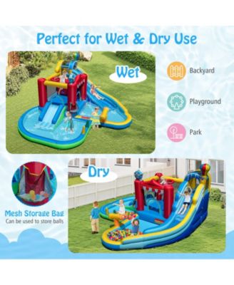 Inflatable Wet and Dry Water Park with Slide, Pool, and Bounce House Combo