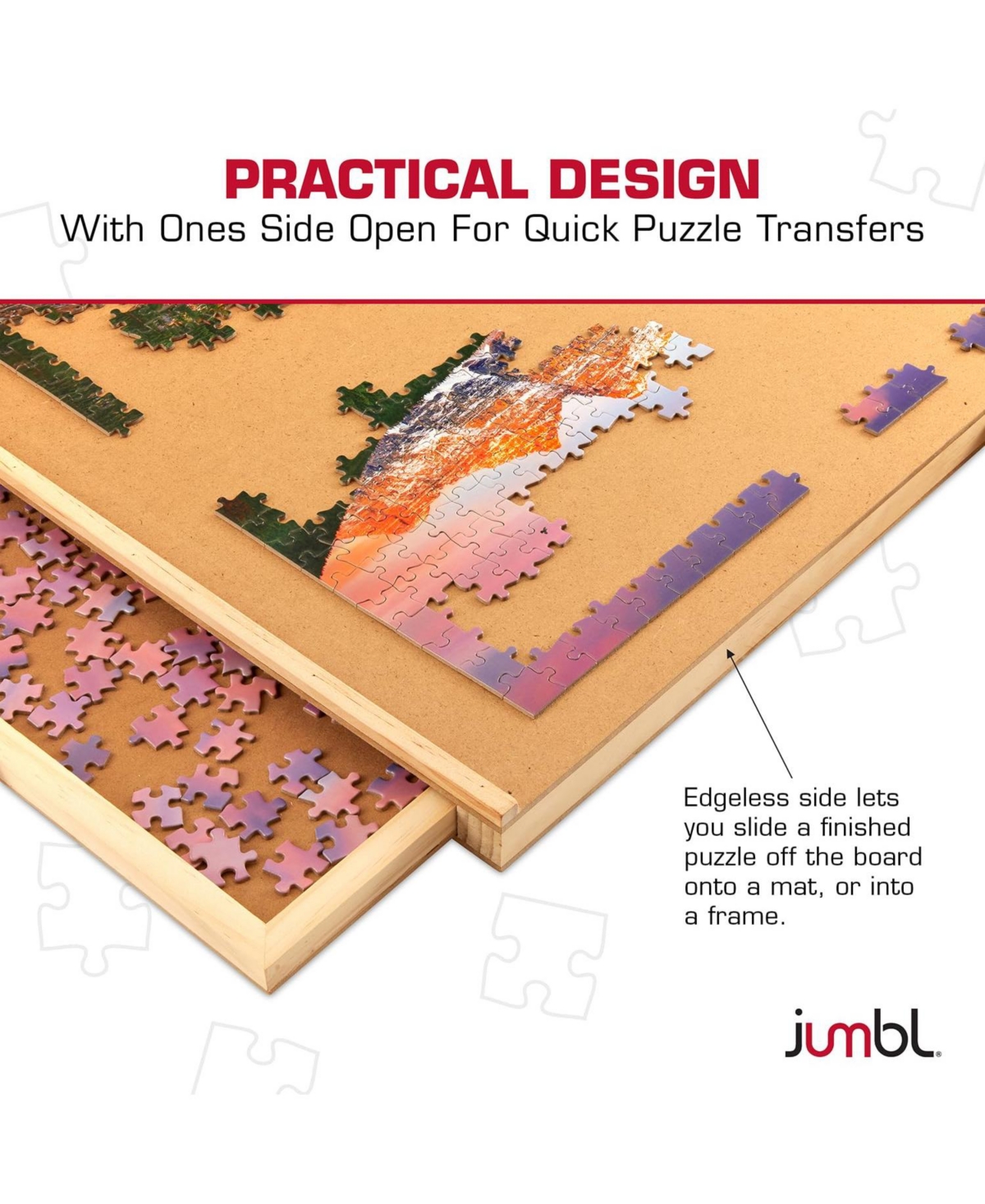 Jumbl 2000-Piece Puzzle Board with Drawers, Lazy Susan & Cover - Rotating Wooden Jigsaw Puzzle Table