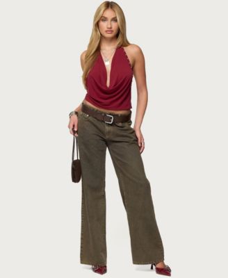 Women's Irina Stud Cowl Neck Halter Top