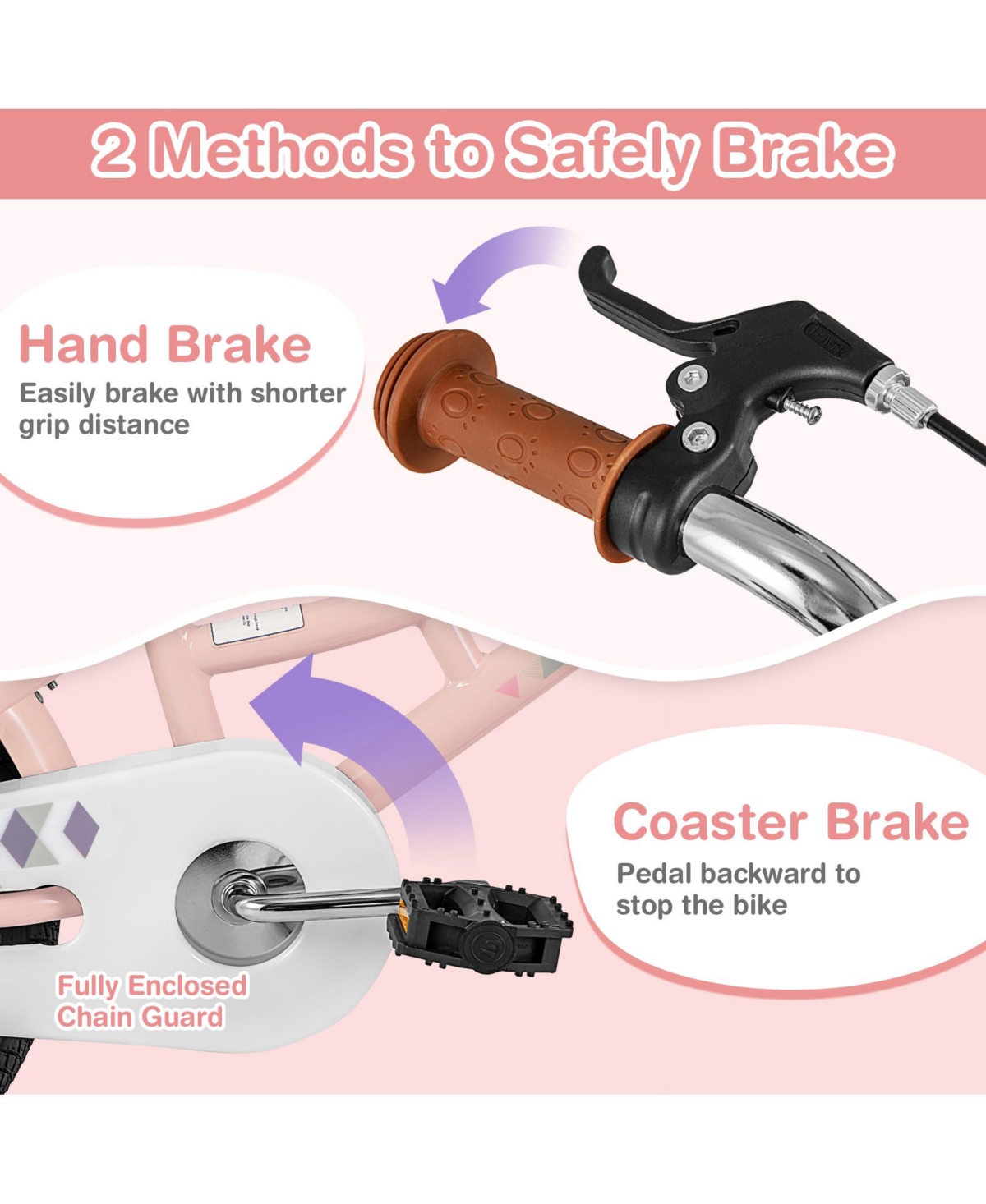 Hongge 12-Inch Retro Kids Bike with Basket, Adjustable Height, and Training Wheels for Ages 3–8 - Pink