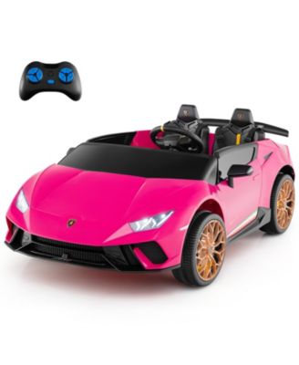 24V Licensed Lamborghini 2-Seater Ride-On Car with Music, Lights, and Remote - Pink