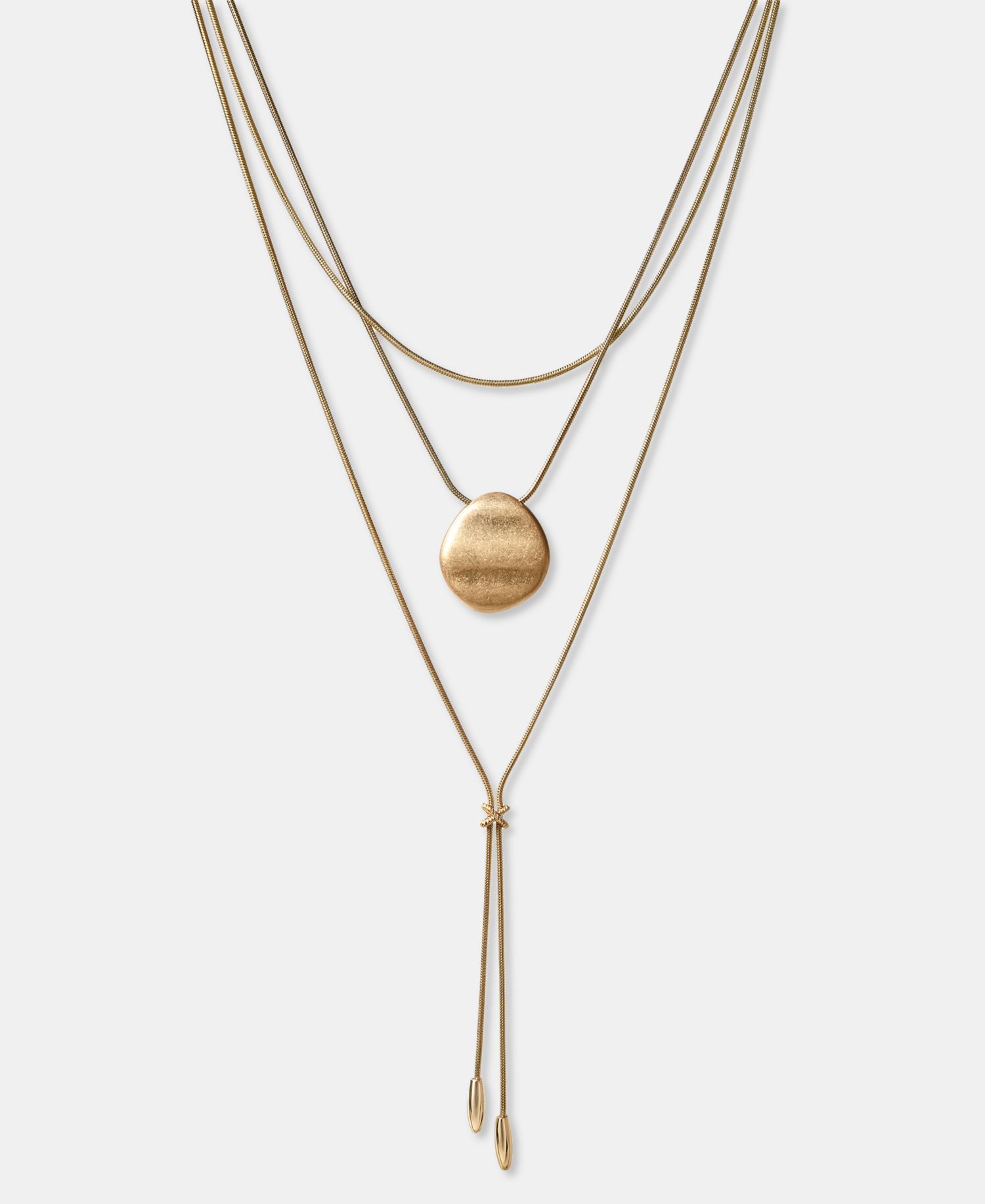 Disc & Tassel Layered Lariat Necklace, 18" + 3" extender