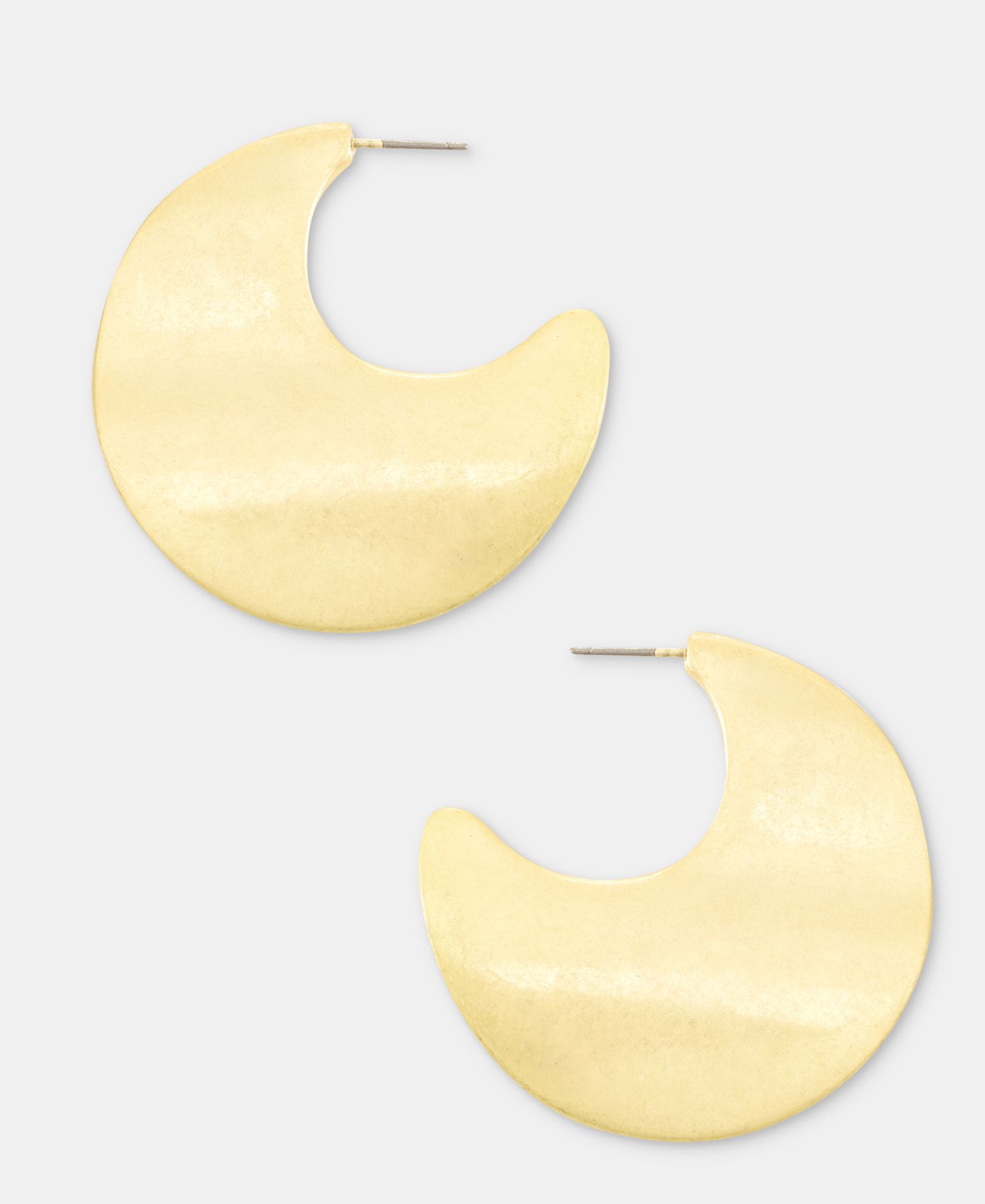 Medium Half-Disc Hoop Earrings, 1.68"