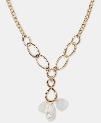 Imitation Pearl Lariat Necklace, 20" + 3" extender