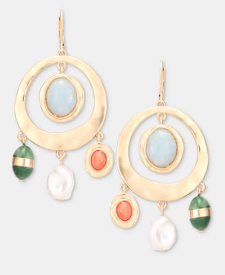 Stone & Imitation Pearl Orbital Drop Earrings, Macy's Exclusive 
