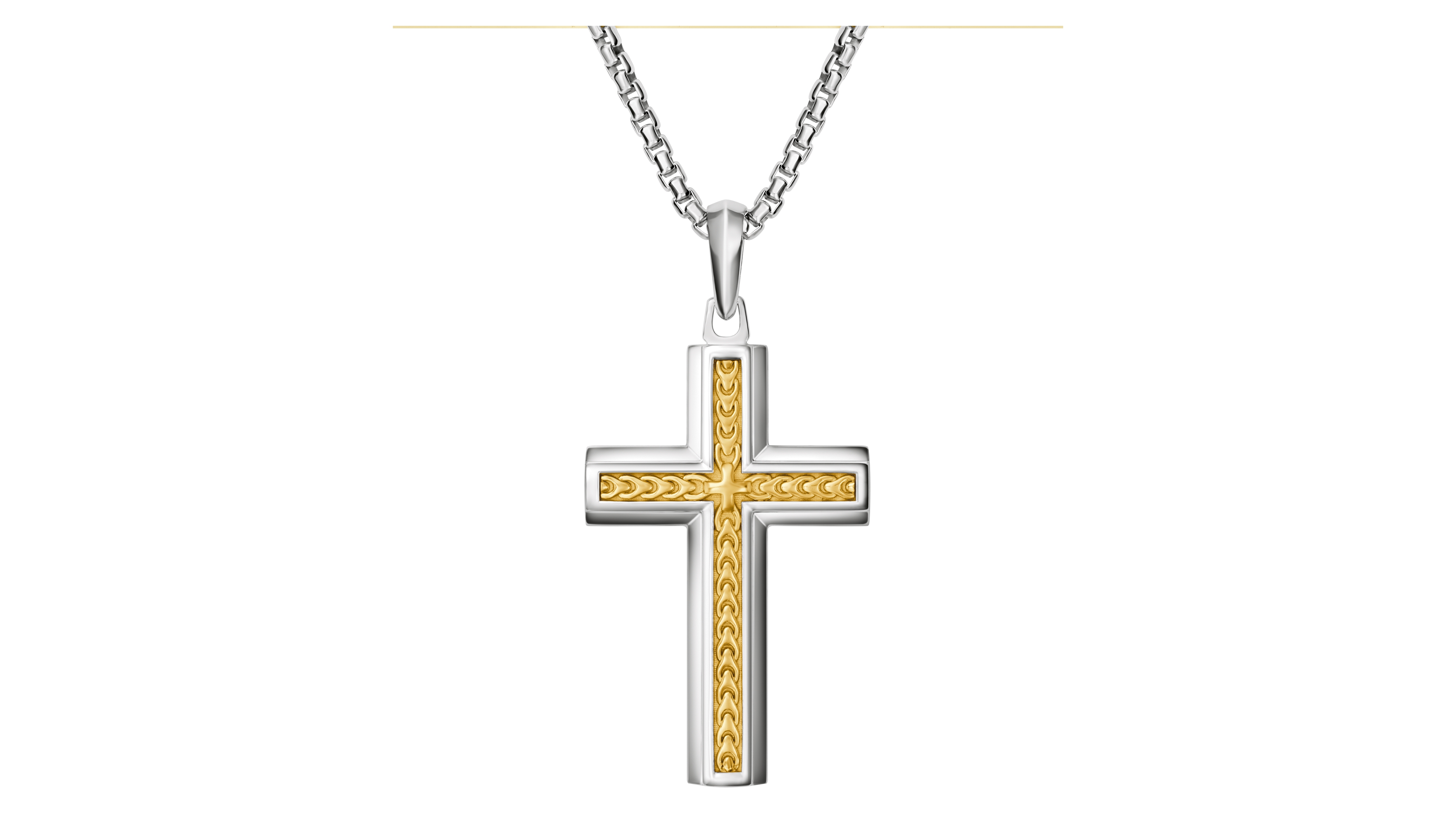 Bulova Men's Sterling Silver Cross Pendant Necklace