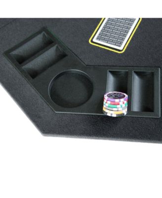 Folding Octagon Poker Tabletop with Cup Holders & Chip Racks for 8 Players