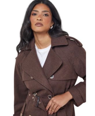 Women's Wool Mix Belted Trench Coat