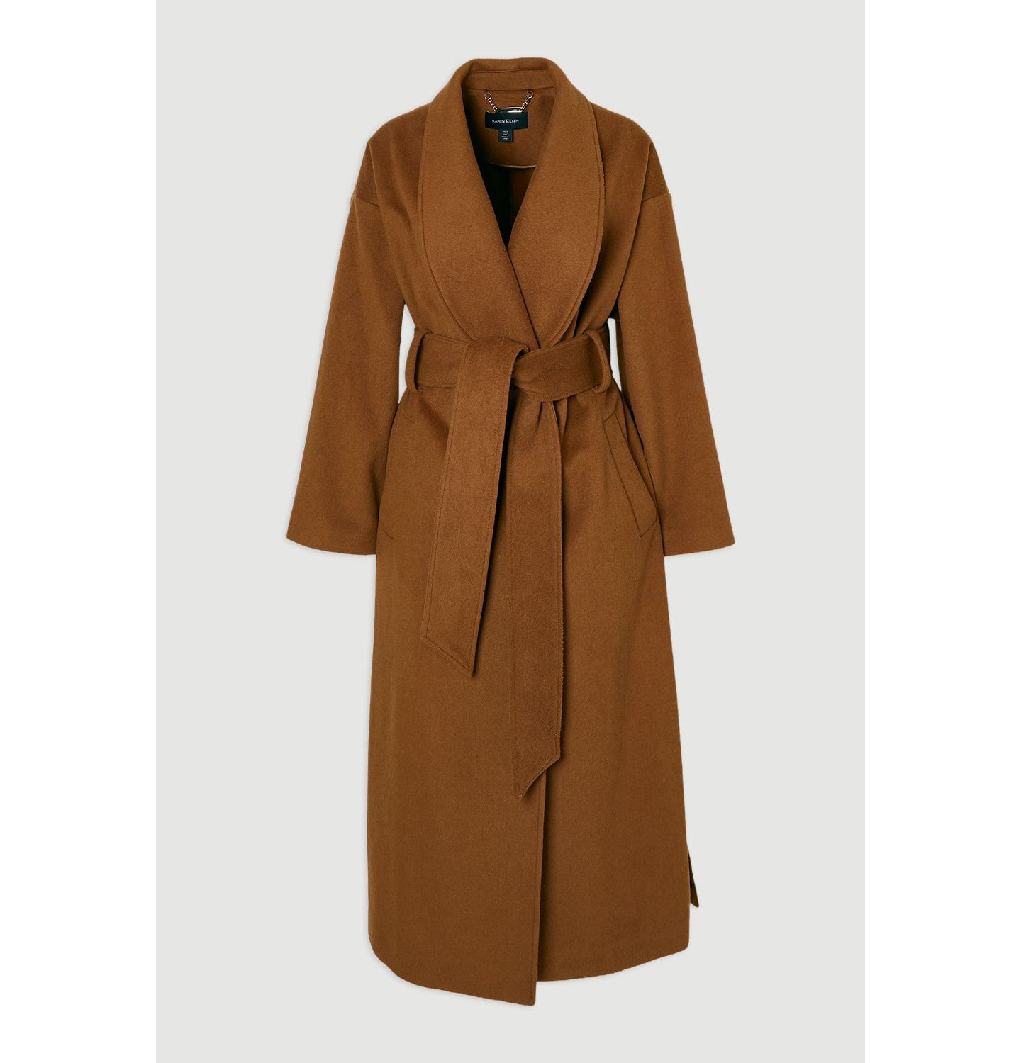 Женское пальто Karen Millen Brushed Wool Wrap Tailored Maxi, цвет: Верблюжий — фото 5