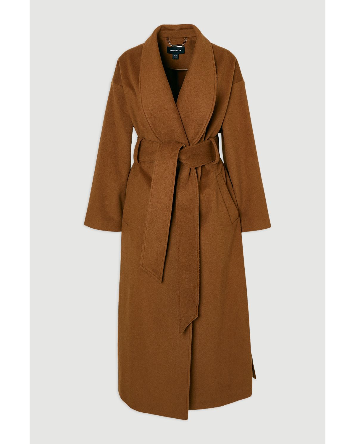 Karen Millen Women's Brushed Wool Wrap Tailored Maxi Coat