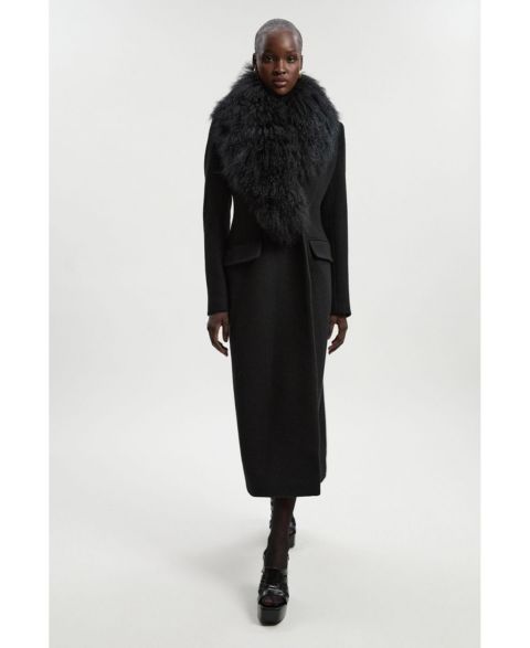 Женские куртки Karen Millen Women's Wool Detachable Collar Midi Coat