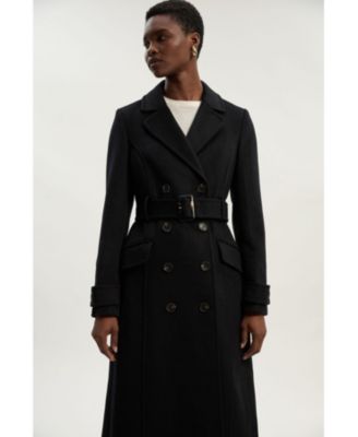 Women's Wool Blend Belted Midi Coat