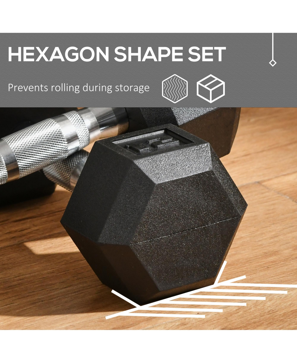 Soozier Hex Rubber Dumbbell Set with Ergonomic Handles