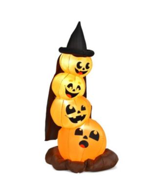 7 ft Halloween Inflatable Pumpkin Combo with Witch's Hat and LED Lights