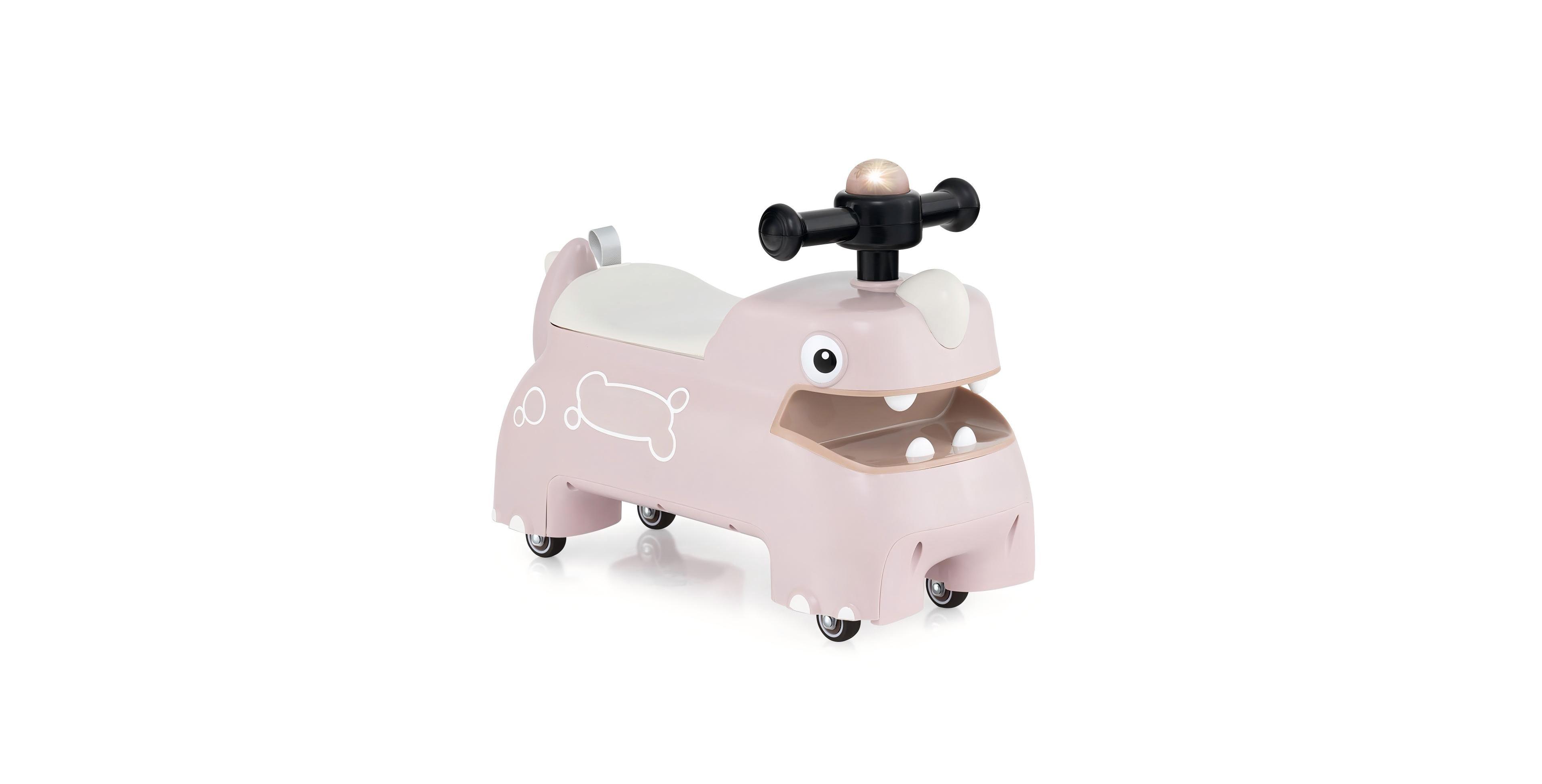 Hongge Toddler Ride-On Sliding Car with Lights, Music, and Under-Seat Storage - Pink