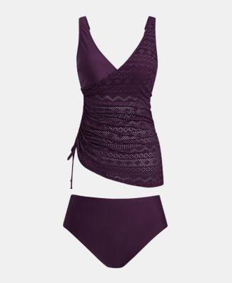 Women's Surplice V Neck Drawsrting Tankini Sets