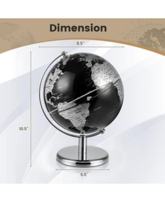 8-Inch Decorative World Globe with Modern Metal Stand