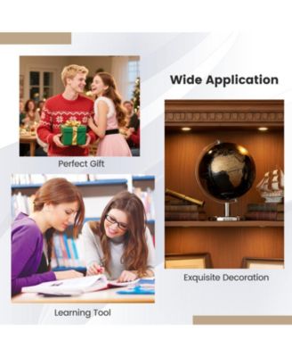 8-Inch Decorative World Globe with Modern Metal Stand