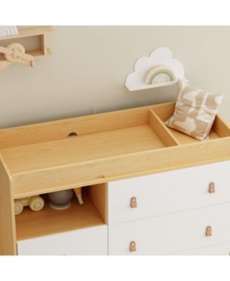 Diaper table with three drawers, baby changing station with multiple storage compartments