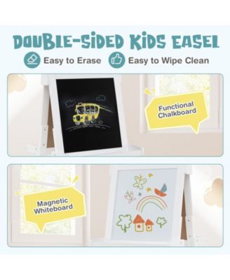 3-in-1 Kids Art Easel with Chalkboard, Magnetic Whiteboard, and Paper Roll