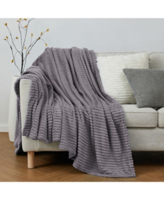 Ultra Soft & Light Ribbed Fleece Blanket - Throw/Travel 50"x60"