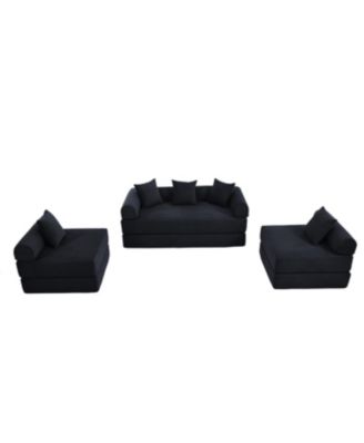 Convertible Folding Sofa Bed with Pillow Back Handrail and Memory Foam