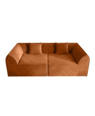 Compressed Memory Foam Sofa with Pillow 2-Seater Lounger Daybed, Orange