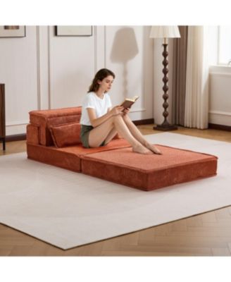 Streamdale Compression Sofa, Convertible Floor Sofa Bed, Modular Sectional Sofa, Orange