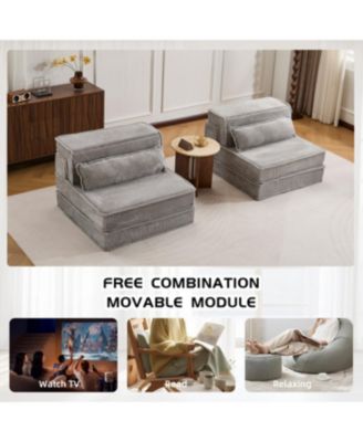 Streamdale Compression Sofa, Convertible Floor Sofa Bed, Light-grey