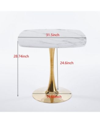 Streamdale 31.5" Square Tulip Dining Table for 2-4 Persons (White & Gold