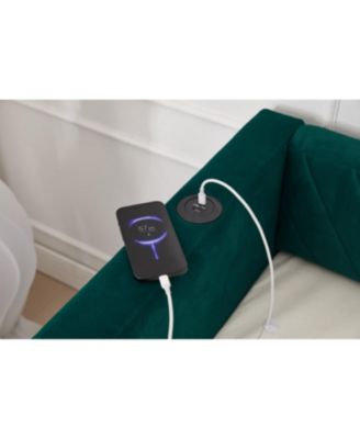 Streamdale Twin Upholstered Daybed with Trundle, USB, Side Pockets, Emerald