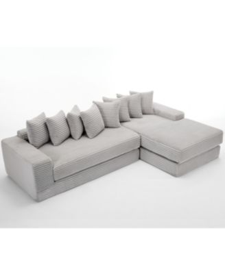 Streamdale Oversize Cloud Couch L-Shape Sofa Convertible Floor Sleeper, No Assembly, 8 Pillows, Gray