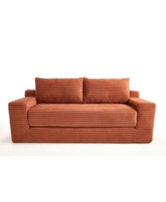 Streamdale Orange Corduroy Loveseat Sofa with Memory Foam & Steel Frame - Convertible 2-in-1 Design