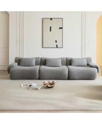 Modular Sectional Sofa, Modern Minimalist Couch, Comfy, Space-Efficient, Light Gray