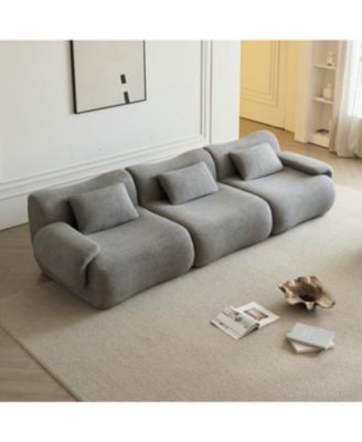 Modular Sectional Sofa, Modern Minimalist Couch, Comfy, Space-Efficient, Light Gray