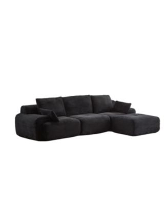 Modern Memory Foam Compressed Sofa, Large Sectional Couch, Pet-Friendly, Black