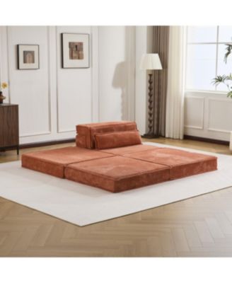 Streamdale Compression Sofa, Convertible Floor Sofa Bed, Modular Sectional, No Assembly, Orange