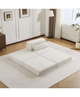 Streamdale Compression Sofa, Convertible Floor Sofa Bed, White