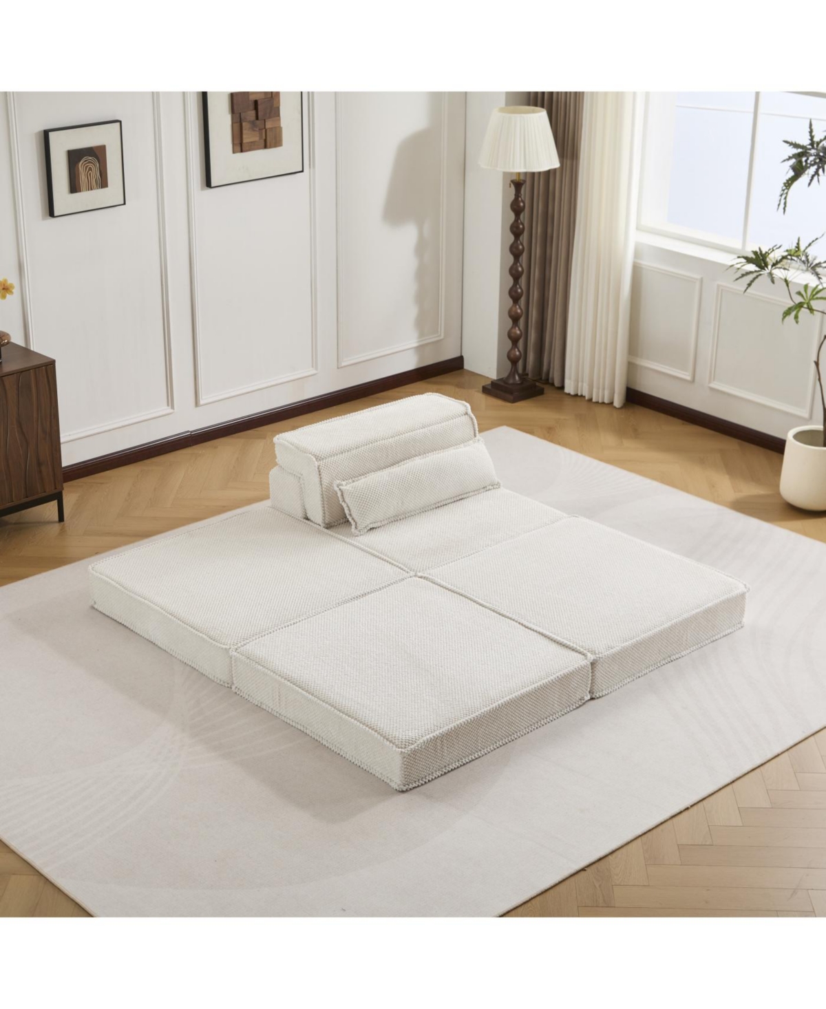 Streamdale Compression Sofa, Convertible Floor Sofa Bed, White
