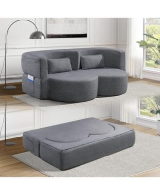 Streamdale Gray Teddy Bear Fabric Folding Sofa Bed Sleeper Futon