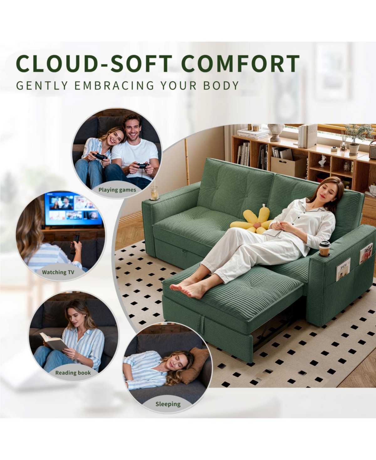 Streamdale Multi-Functional Convertible Sofa Bed 2-in-1 (for Sitting & Sleeping)