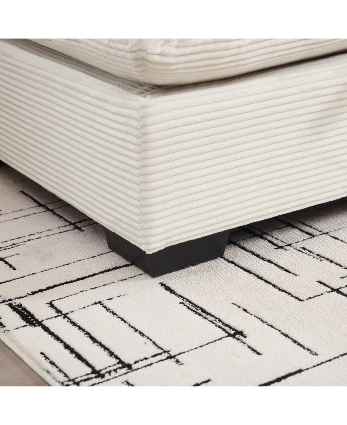 Streamdale Furniture Big Deep Seat U-Shaped Corduroy Sectional Couch, Beige